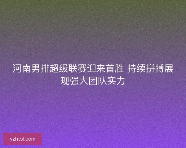 河南男排超级联赛迎来首胜 持续拼搏展现强大团队实力