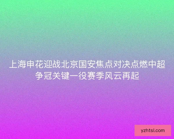 上海申花迎战北京国安焦点对决点燃中超争冠关键一役赛季风云再起