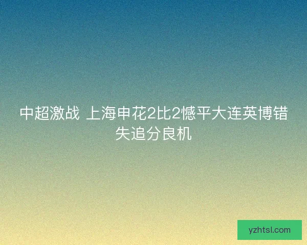 中超激战 上海申花2比2憾平大连英博错失追分良机