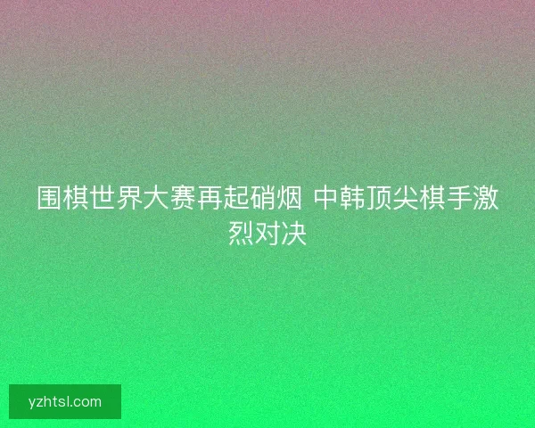 围棋世界大赛再起硝烟 中韩顶尖棋手激烈对决