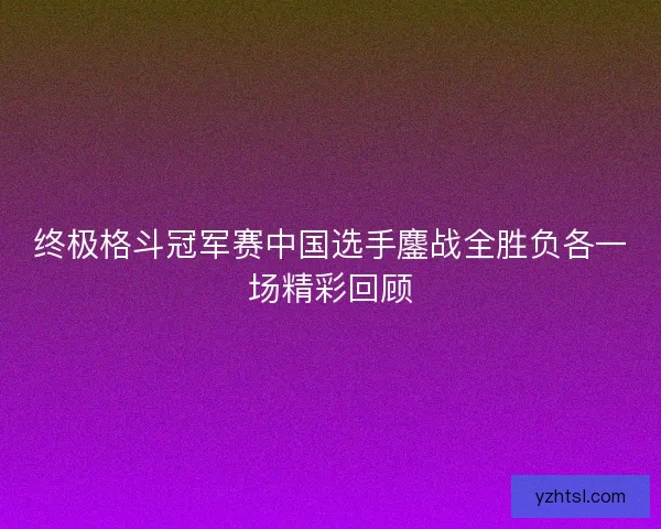 终极格斗冠军赛中国选手鏖战全胜负各一场精彩回顾